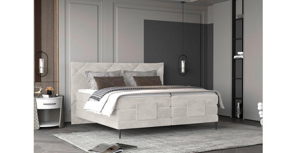 BOXSPRINGBETT 180/200 cm  in Beige  - Beige/Schwarz, KONVENTIONELL, Textil/Metall (180/200cm) - Esposa