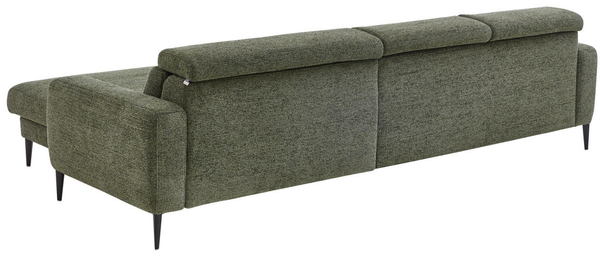 ECKSOFA Grün Chenille  - Schwarz/Grün, KONVENTIONELL, Textil/Metall (300/177cm) - Valdera