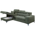 ECKSOFA Dunkelgrün Chenille  inkl. Zierkissen, Bettkasten, Rücken echt, Kopfteilverstellung, Sitztiefenverstellung  - Dunkelgrün/Schwarz, KONVENTIONELL, Kunststoff/Textil (172/268cm) - Carryhome