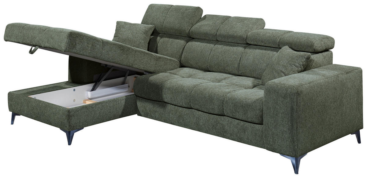 KUTNA GARNITURA tekstil  tamno zelena   - tamno zelena/crna, Konvencionalno, tekstil/plastika (172/268cm) - MID.YOU