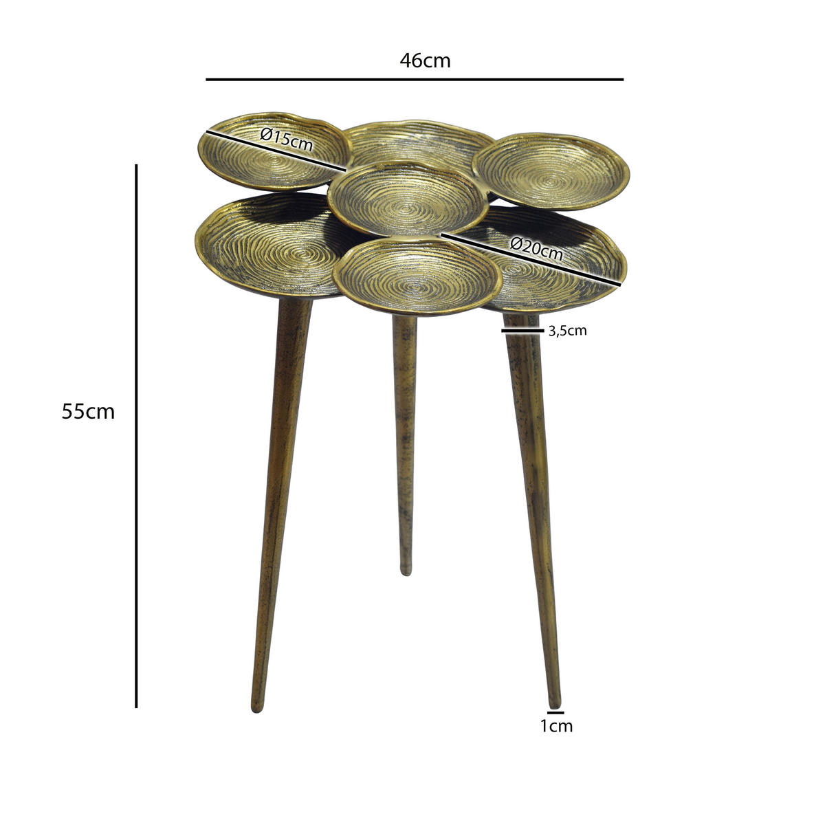 KISASZTAL fém 46/46/55 cm   - aranyszínű, Design, fém (46/46/55cm) - MID.YOU
