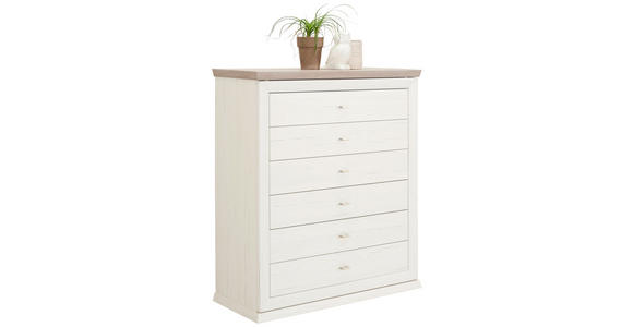 KOMMODE , 95/115/43 cm, 6 Schublade(n)  - Weiß/Grau, LIFESTYLE, Holzwerkstoff/Metall (95/115/43cm) - Hom`in