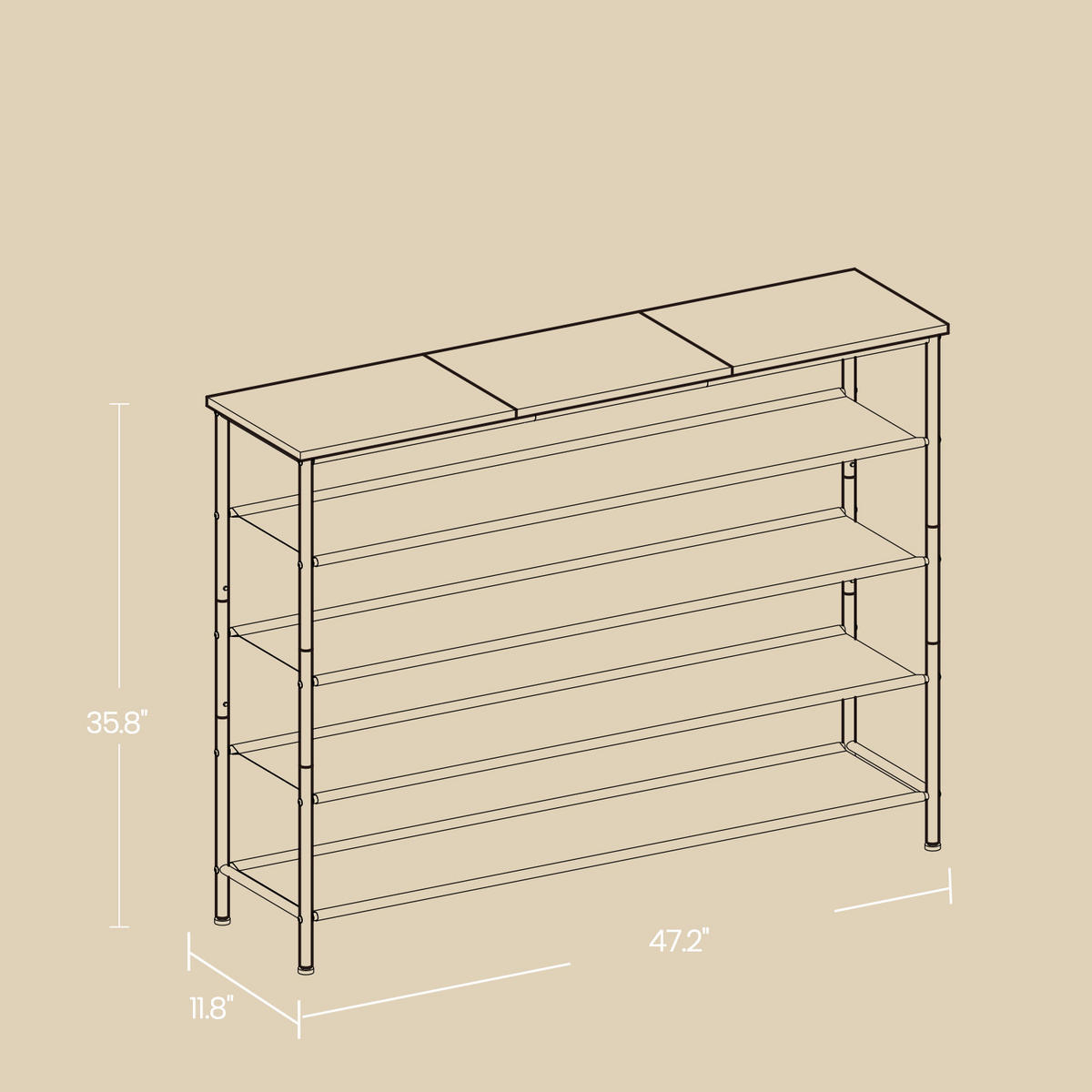 SCHUHREGAL  - Dunkelbraun/Schwarz, Trend, Holzwerkstoff/Metall (120/88,5/29cm) - MID.YOU
