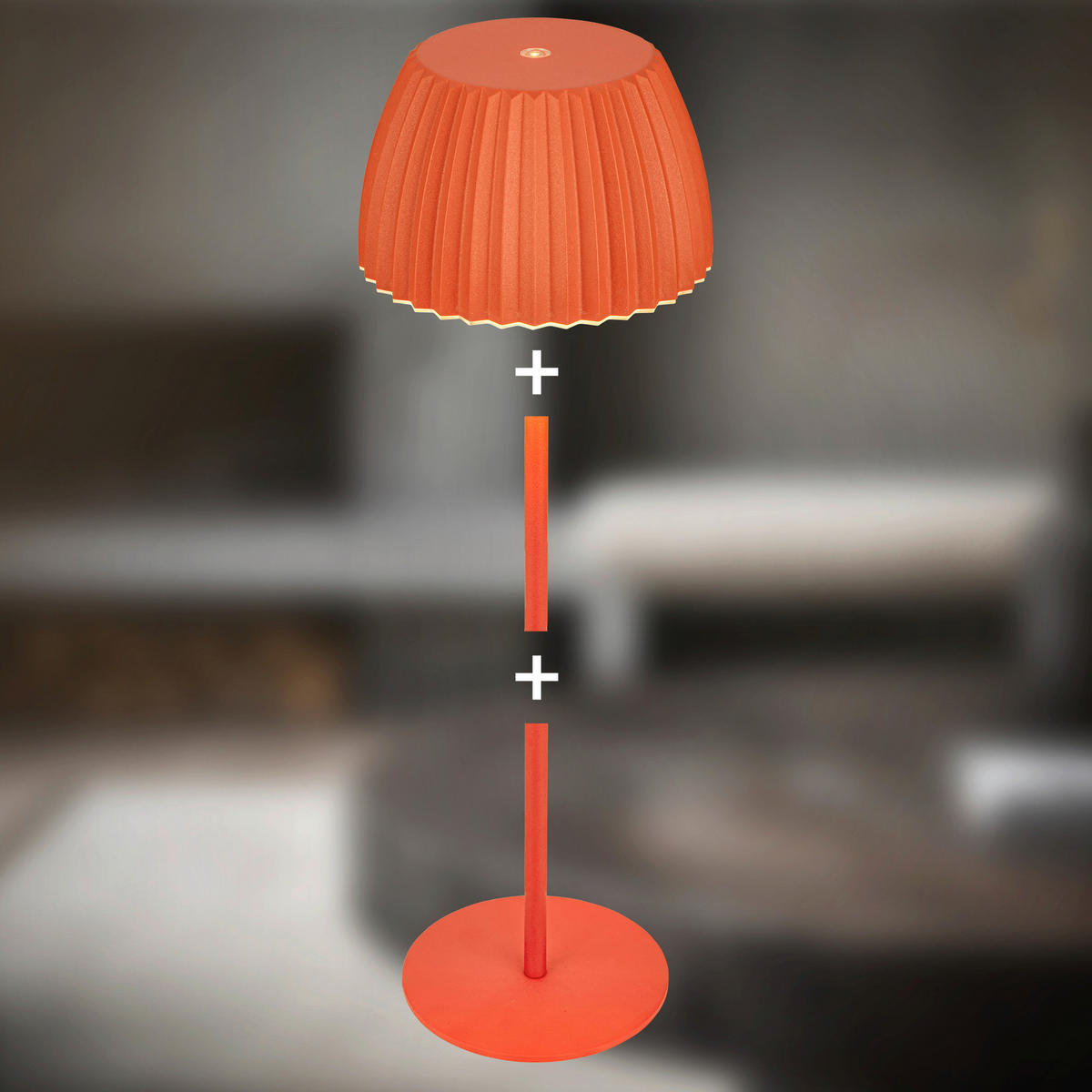 AKKU-TISCHLEUCHTE 14,5/36,5 cm  - Orange, Basics, Kunststoff/Metall (14,5/36,5cm)