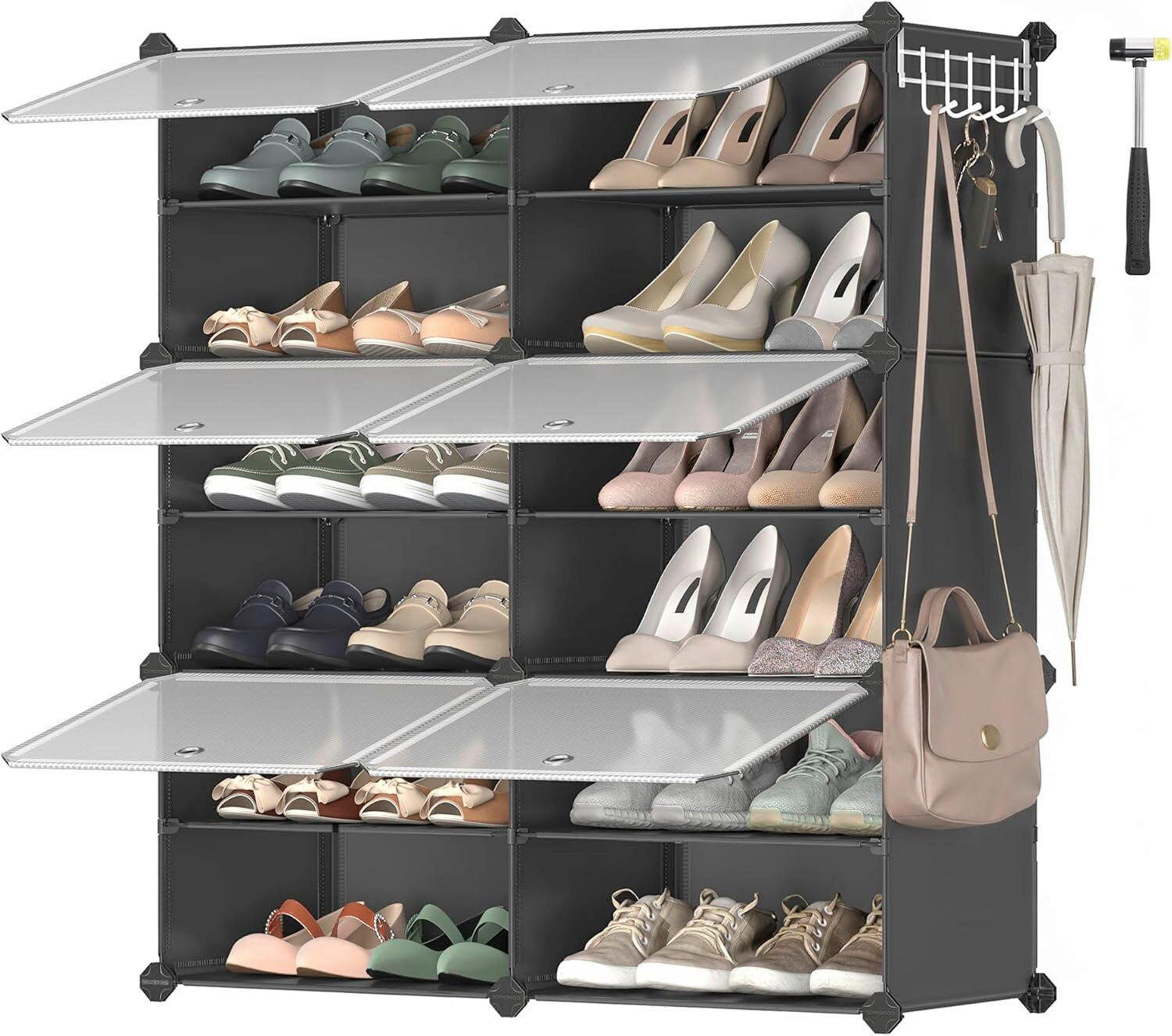 SCHUHREGAL 82/92/32 cm  - Schwarz/Weiß, Basics, Kunststoff/Metall (82/92/32cm)