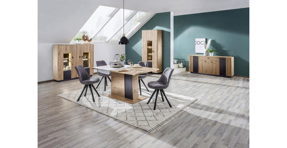 SIDEBOARD  in 180/82/44 cm  - Eichefarben/Anthrazit, Design, Holzwerkstoff/Metall (180/82/44cm) - Carryhome