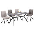 ESSTISCH in Metall, Keramik 180/90/75 cm   - Schwarz/Grau, Design, Keramik/Metall (180/90/75cm) - Hom`in