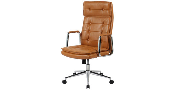 CHEFSESSEL Lederlook Chromfarben, Cognac  - Chromfarben/Cognac, KONVENTIONELL, Leder/Kunststoff (63,5/113/120,5/65,5cm) - Novel