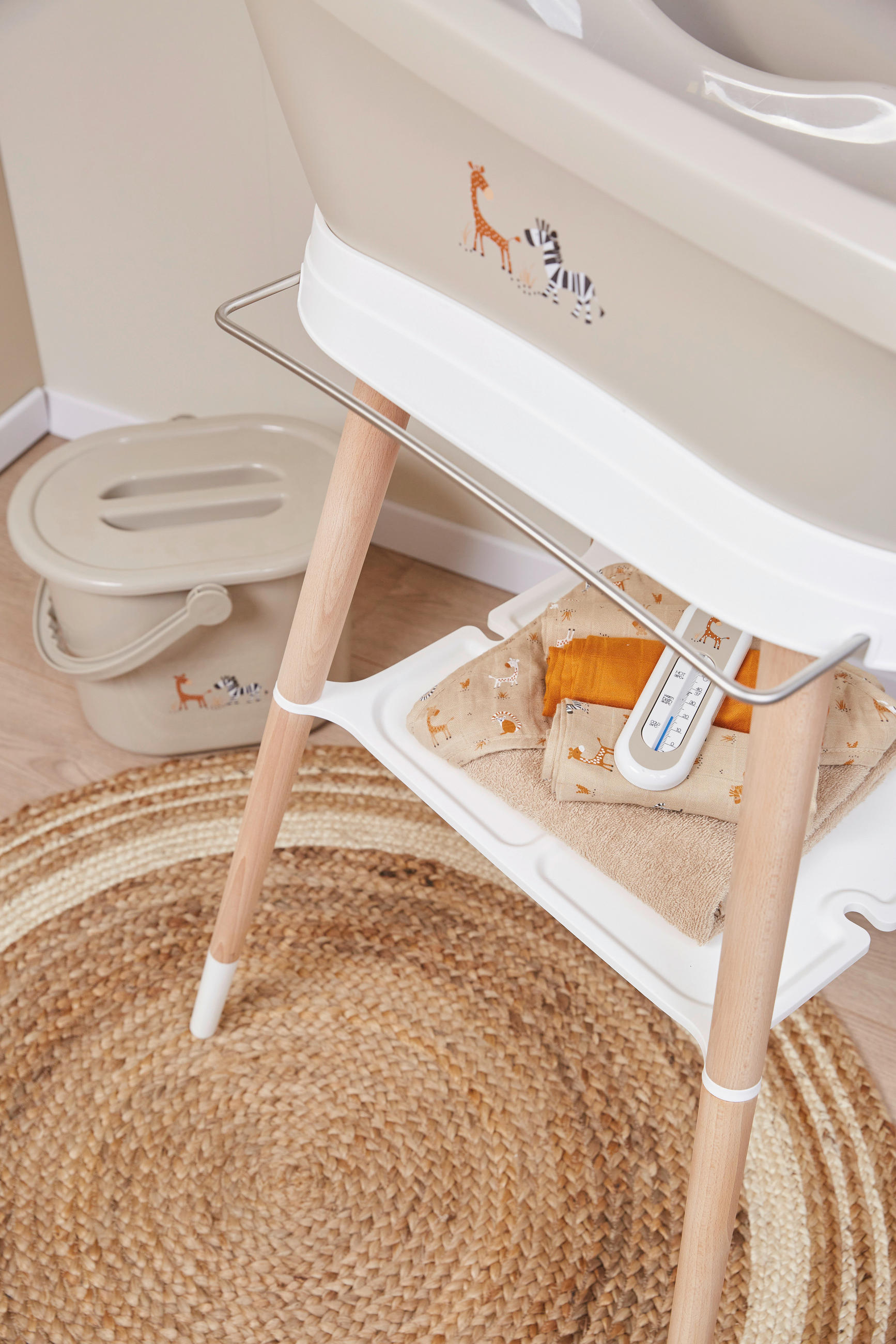 BABYBADEWANNE STEPPE  - Taupe, Basics, Kunststoff (86/44/32cm) - Bebe Jou