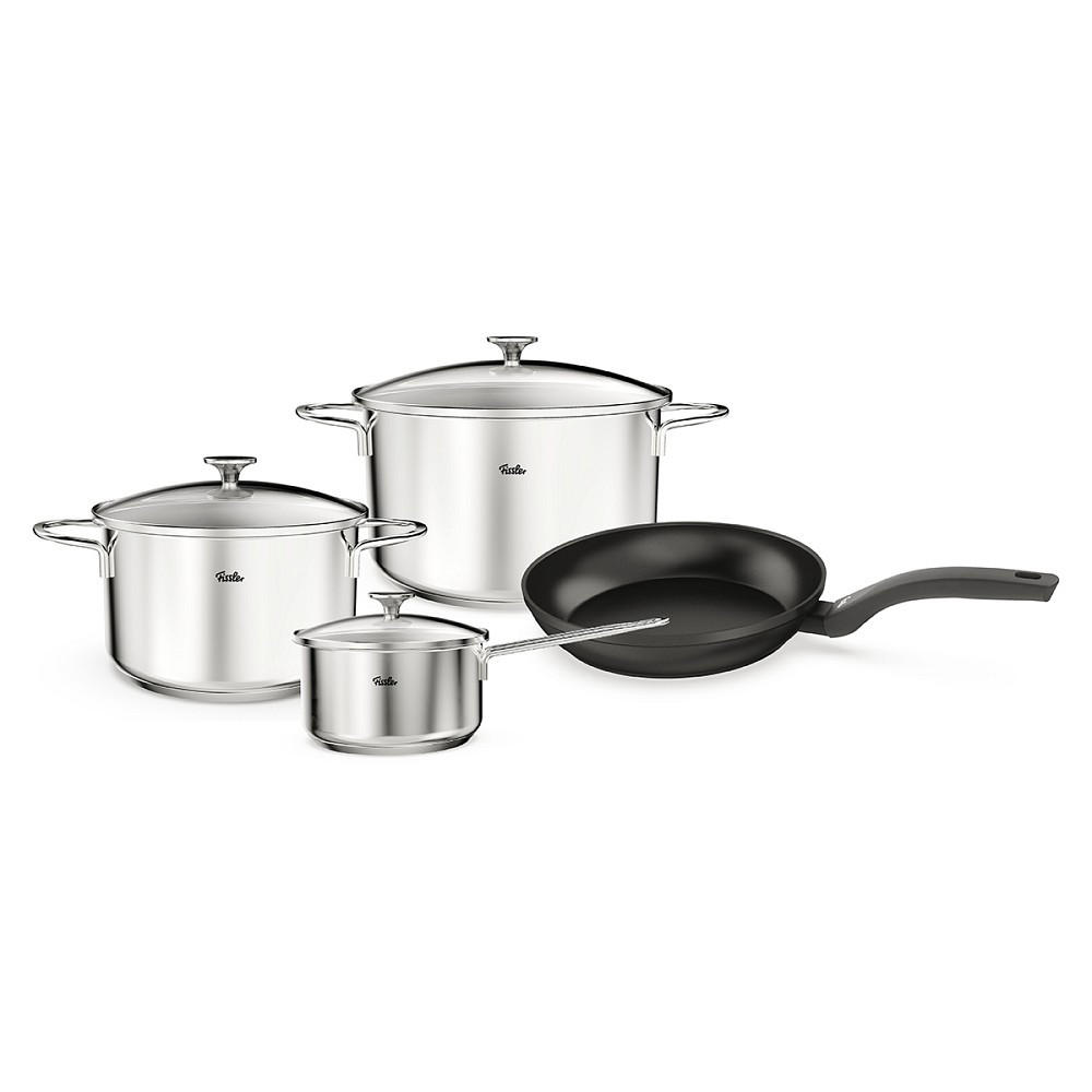KOCHTOPFSET Leviro 4-teilig  - Edelstahlfarben/Schwarz, Basics, Metall - Fissler