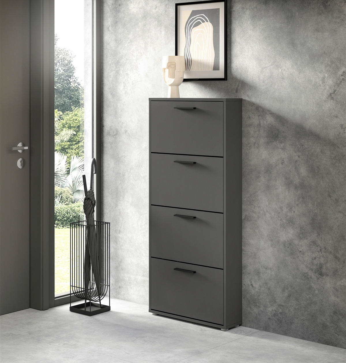 OMARA Z LOPUTAMI ZA ČEVLJE antracit - siva/črna, Design, umetna masa/leseni material (59/136cm) - Carryhome