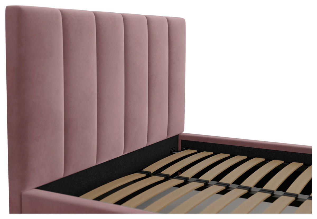 POLSTERBETT Lattenrost, Bettkasten 160/200 cm  in Rosa  - Schwarz/Rosa, Design, Holz/Kunststoff (160/200cm) - Boxxx