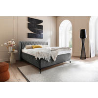 KÁRPITOZOTT ÁGY 180/200 cm  szürke  - fekete/szürke, Modern, faalapú anyag/textil (180/200cm) - MID.YOU