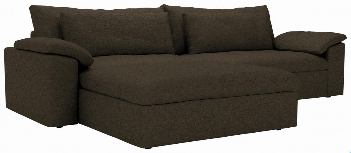 ECKSOFA Flachgewebe Schlammfarben  - Schlammfarben/Schwarz, Modern, Kunststoff/Textil (198/306cm) - Carryhome