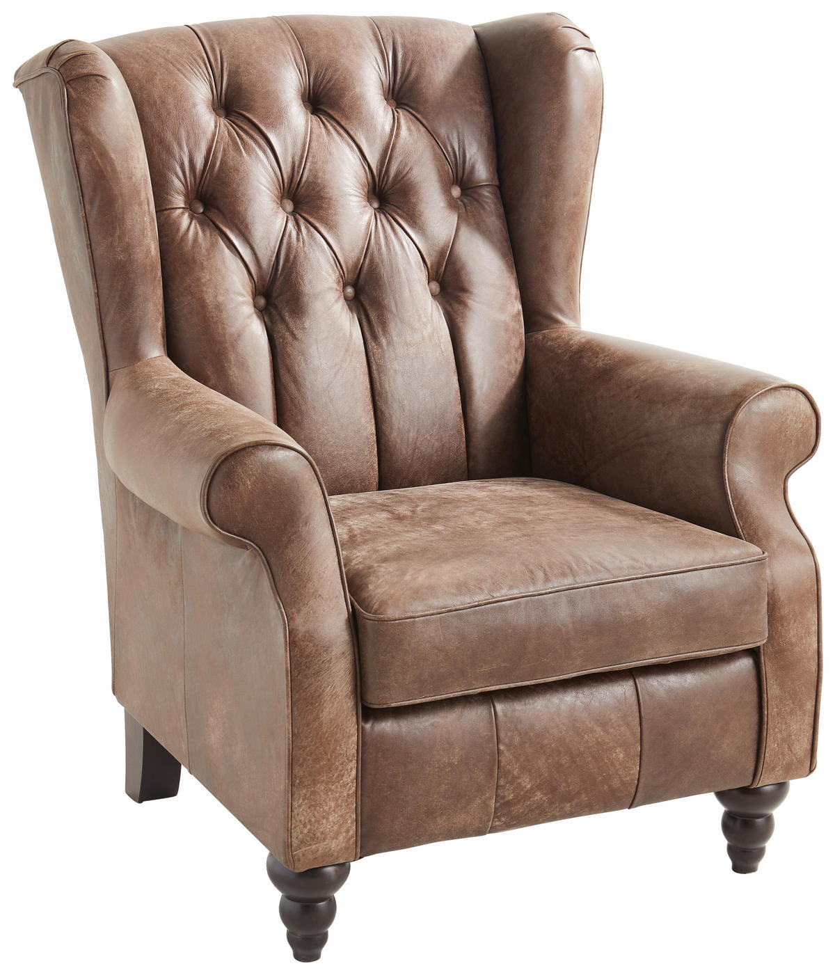 CHESTERFIELD-SESSEL Echtleder Dunkelbraun    - Dunkelbraun, LIFESTYLE, Leder (83/102/89cm) - Landscape