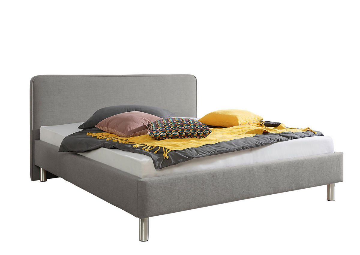POLSTERBETT  in Grau,  - Alufarben/Grau, MODERN, Textil/Metall (173/97/208cm) - Livetastic