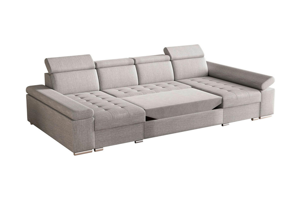 WOHNLANDSCHAFT TORONTO U Hellgrau Webstoff  - Silberfarben/Hellgrau, Design, Textil (168/330/168cm) - MID.YOU