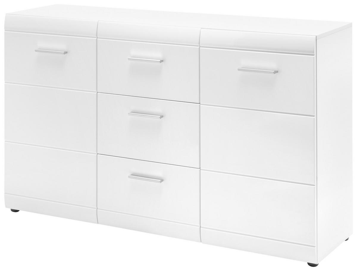 KOMODA, bela  - srebrne barve/bela, Design, umetna masa/leseni material (144/86/40cm) - Carryhome
