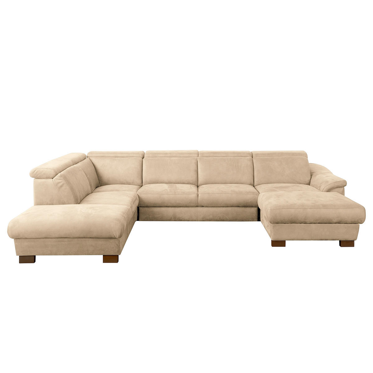 WOHNLANDSCHAFT Mikrofaser Beige  - Wengefarben/Beige, Design, Holz/Textil (273/347/238cm) - Livetastic