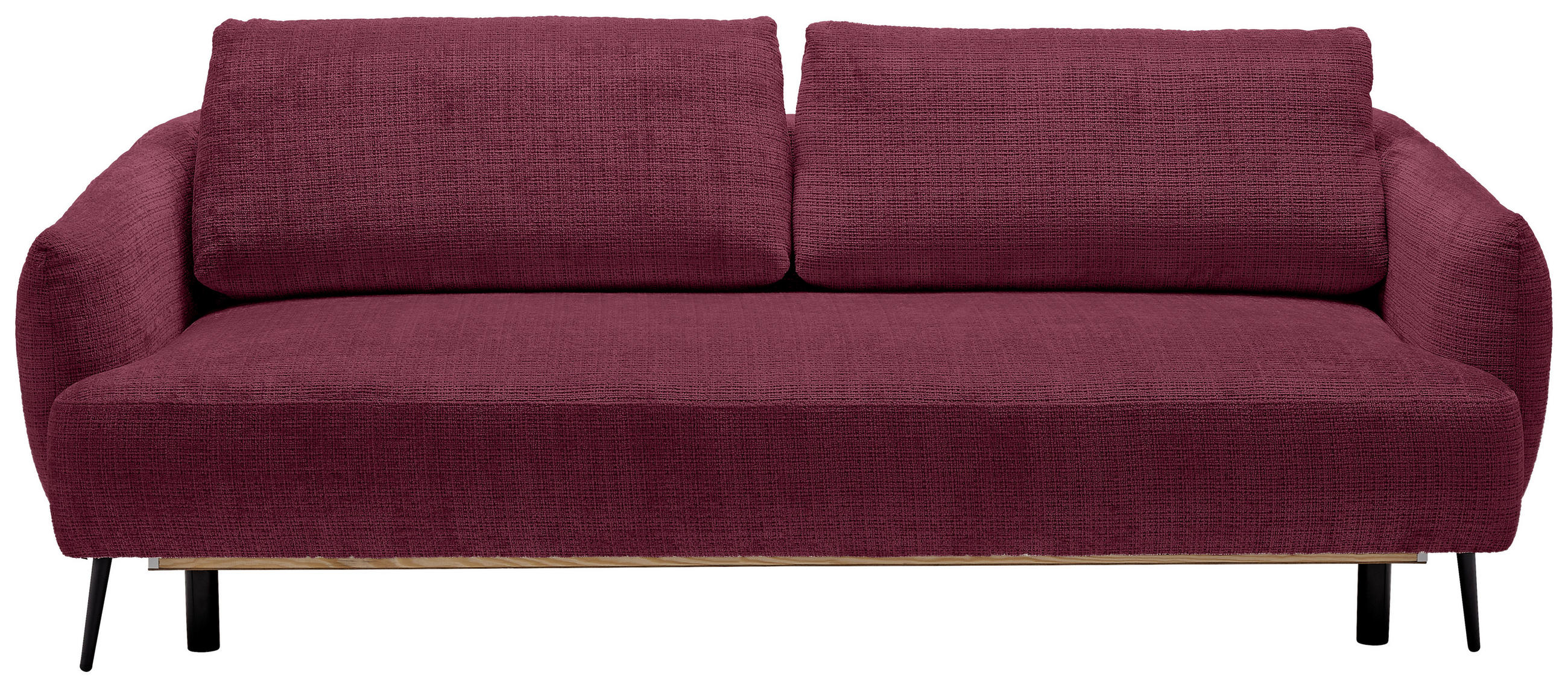 SCHLAFSOFA Chenille Bordeaux  - Bordeaux/Schwarz, KONVENTIONELL, Textil/Metall (228/75/98cm) - Carryhome