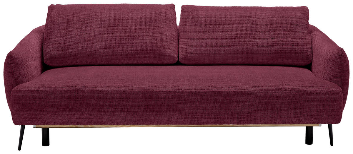 SCHLAFSOFA in Chenille Bordeaux  - Bordeaux/Schwarz, Konventionell, Textil/Metall (228/75/98cm) - Carryhome