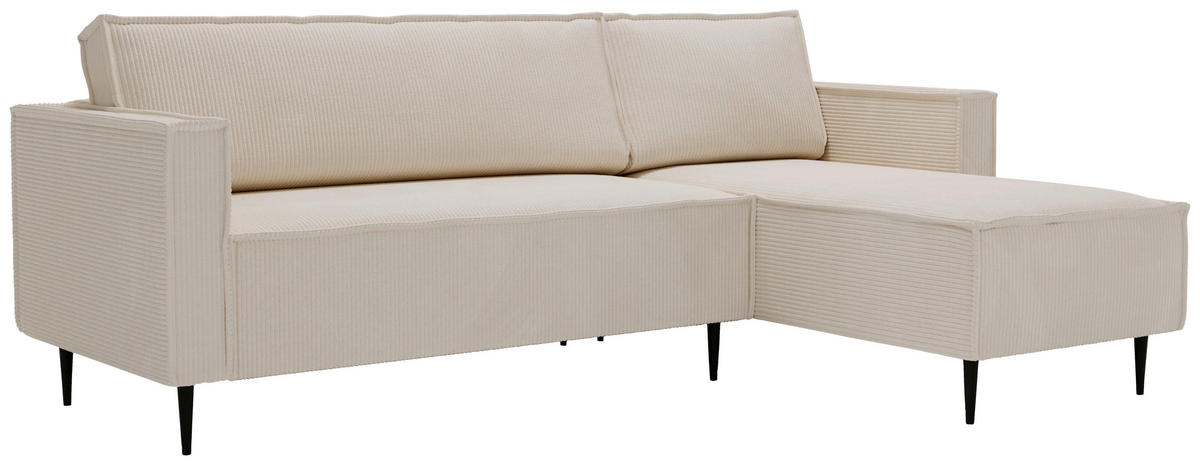 ECKSOFA in Cord Beige  - Beige/Schwarz, Design, Textil/Metall (223/151cm) - Livetastic