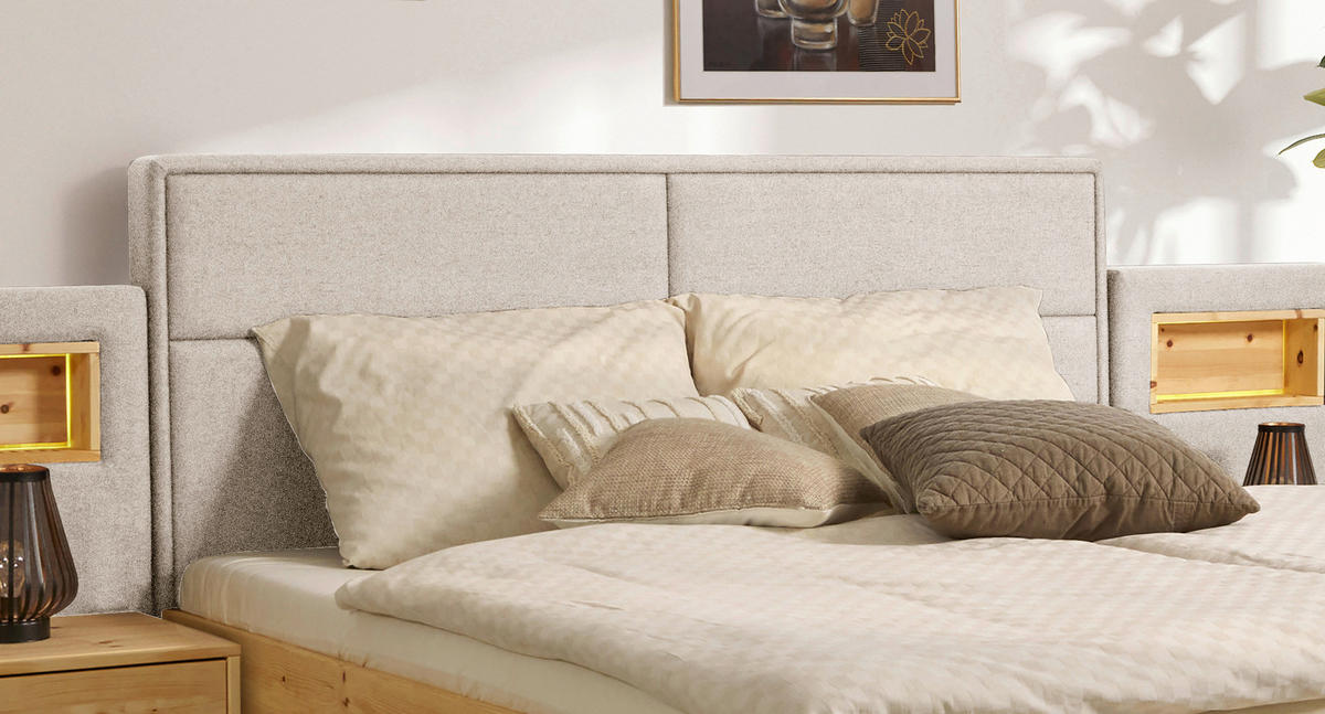 BETT 180/200 cm  in Naturfarben, Zirbelkieferfarben  - Zirbelkieferfarben/Naturfarben, Natur, Holz/Textil (180/200cm) - Valnatura