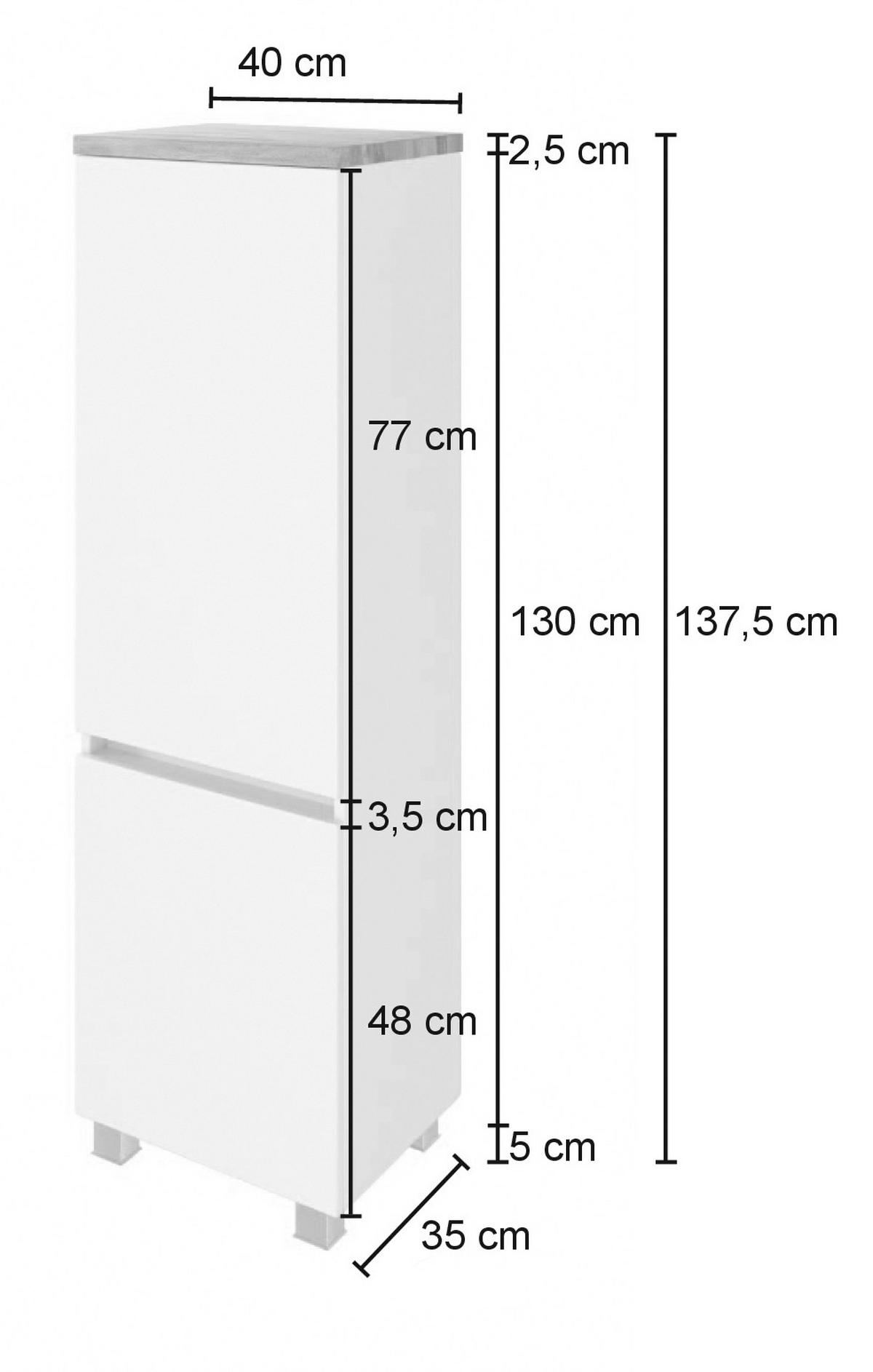 MIDISCHRANK 40/130/35 cm  - Eichefarben/Silberfarben, Basics, Holzwerkstoff/Kunststoff (40/130/35cm) - Held