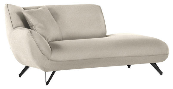 CHAISELONGUE in Samt Beige  - Beige/Schwarz, Design, Textil/Metall (190/90/95cm) - Carryhome