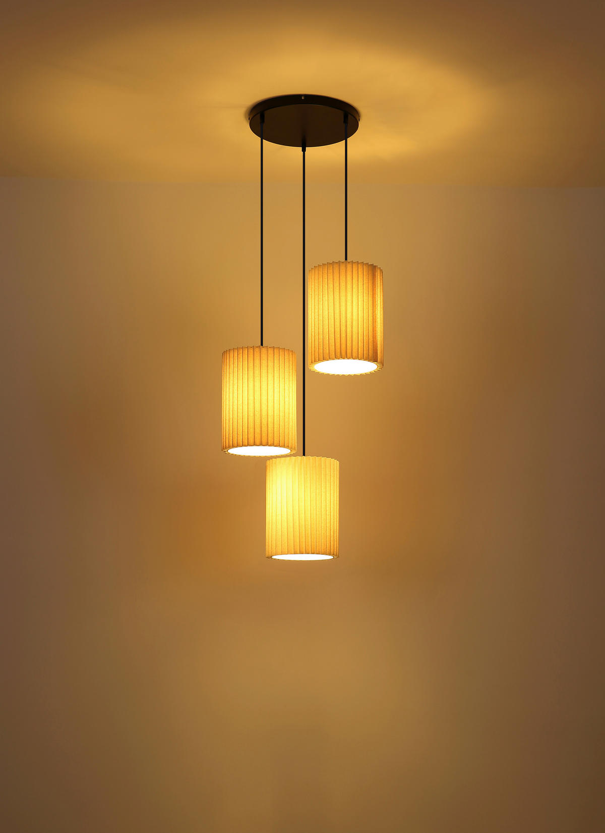 HÄNGELEUCHTE 46/120 cm    - Schwarz/Naturfarben, Basics, Textil/Metall (46/120cm) - Globo