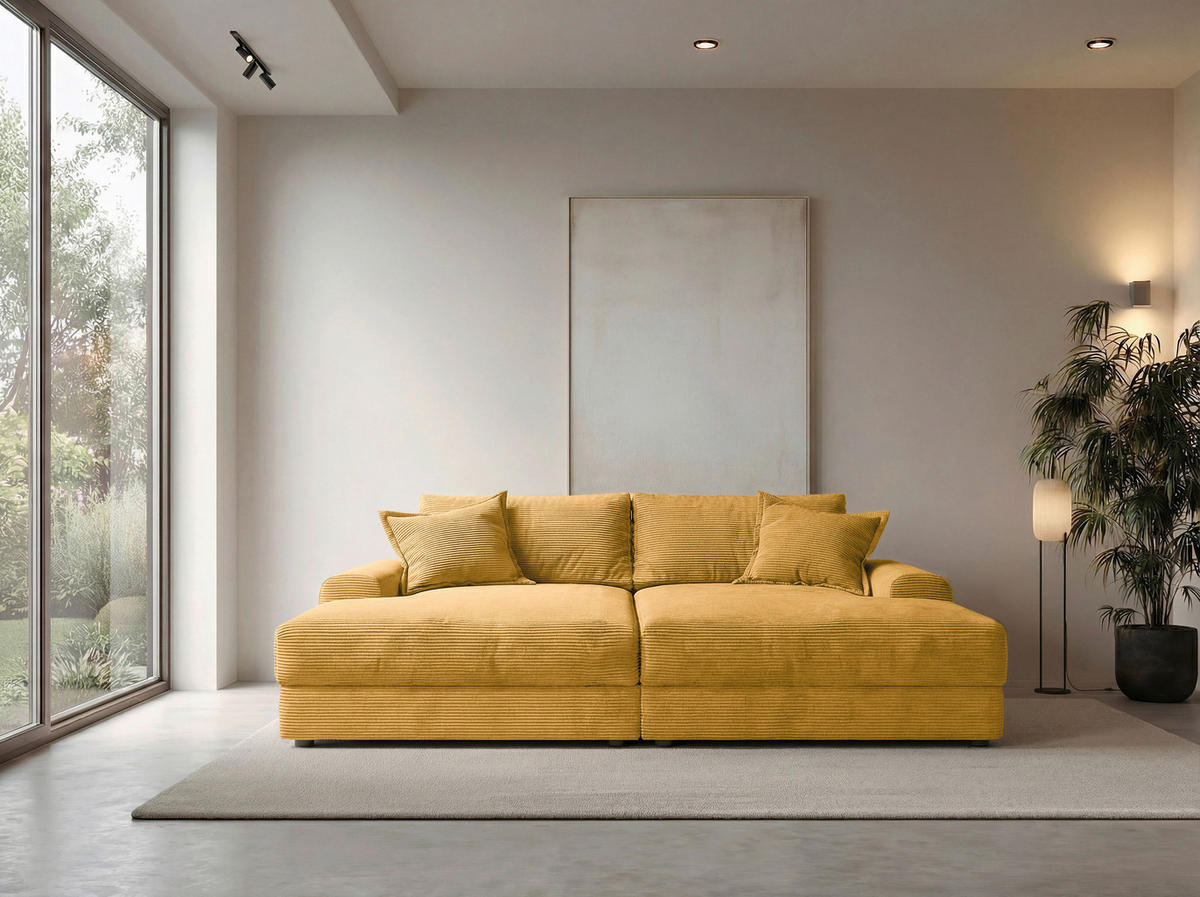 BIGSOFA Cord Senfgelb  - Senfgelb/Schwarz, MODERN, Kunststoff/Textil (234/93/190cm) - Carryhome