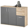 KOMODA   120/84/35 cm   boje hrasta, siva  - srebrne boje/siva, Design, drvni materijal/plastika (120/84/35cm) - Carryhome