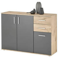 KOMODA   120/84/35 cm   boje hrasta, siva  - srebrne boje/siva, Design, drvni materijal/plastika (120/84/35cm) - Carryhome