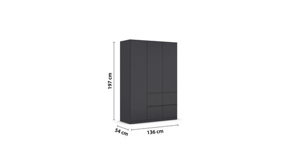 KLEIDERSCHRANK 3-türig Grau  - Grau, Trend, Holzwerkstoff/Kunststoff (136/197/54cm) - Xora
