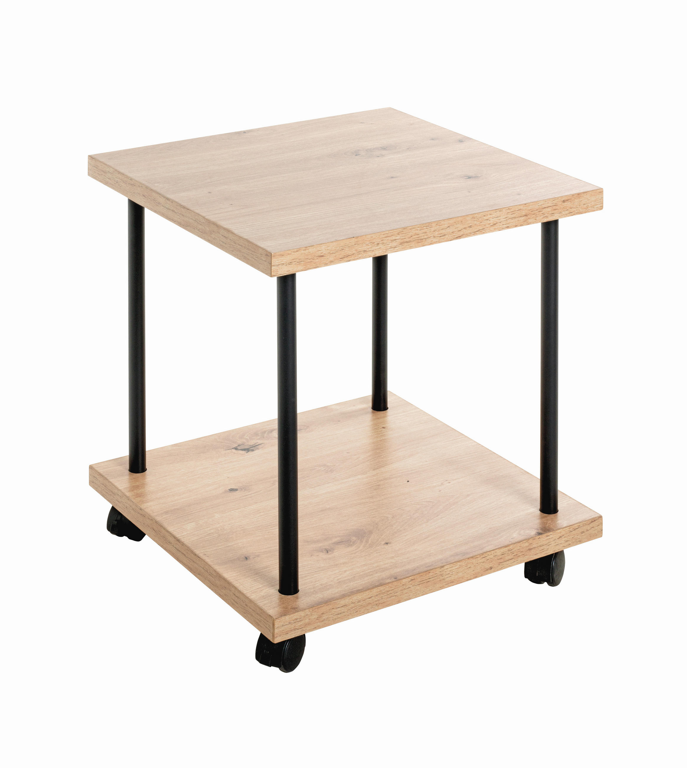 BEISTELLTISCH 40/40/45 cm Schwarz, Eichefarben quadratisch  - Eichefarben/Schwarz, Trend, Holzwerkstoff/Metall (40/40/45cm)