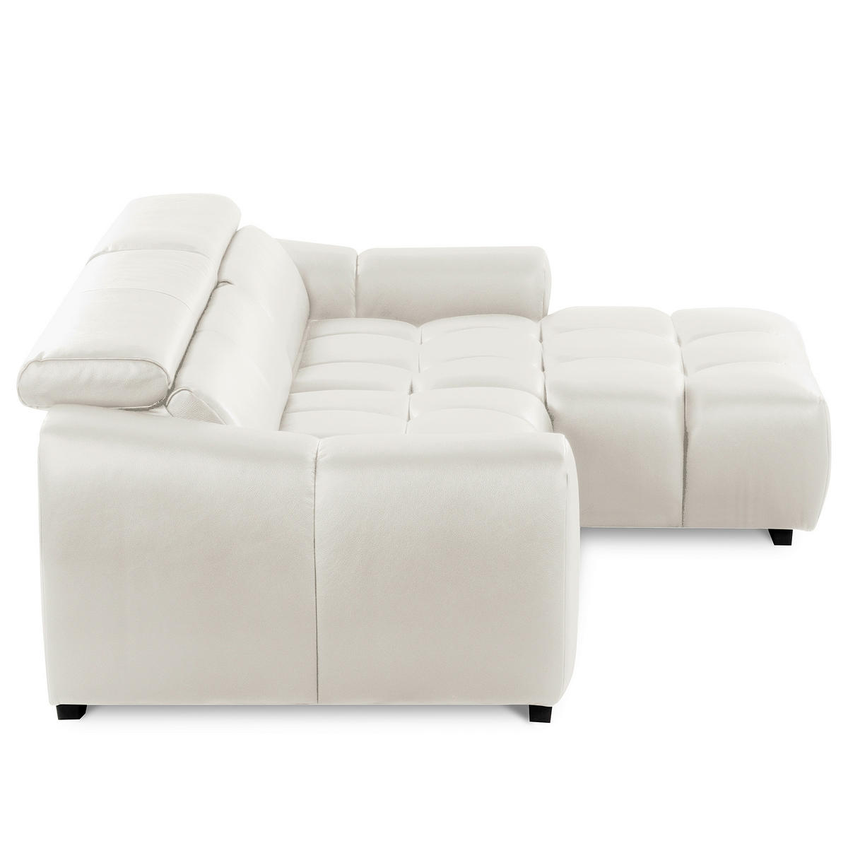 ECKSOFA  Echtleder Weiss  - Weiss/Schwarz, Design, Leder/Kunststoff (274/177cm) - Livetastic
