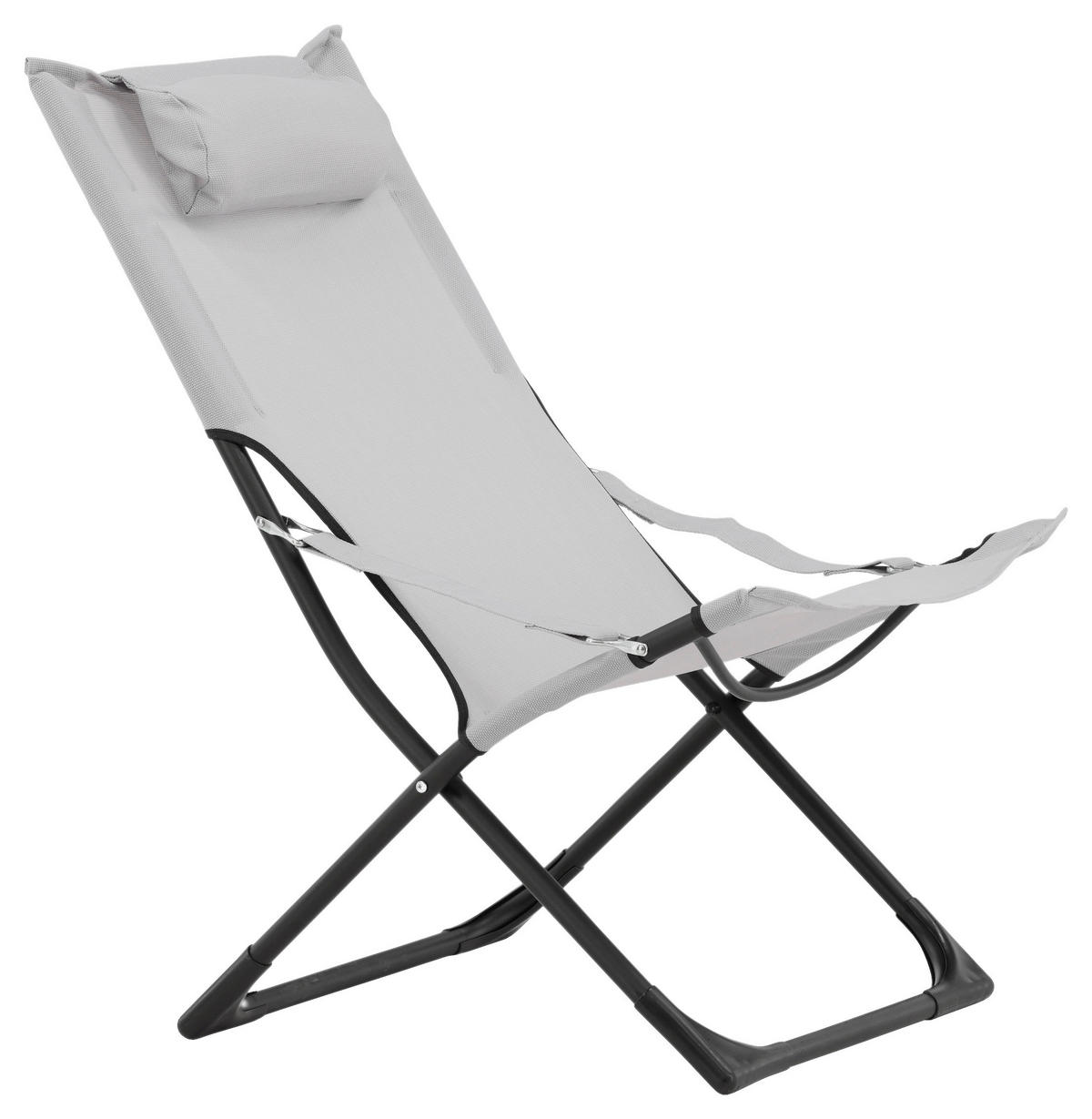 STRANDSESSEL 63/89/84 cm  - Schwarz/Grau, KONVENTIONELL, Textil/Metall (63/89/84cm) - Gardenson