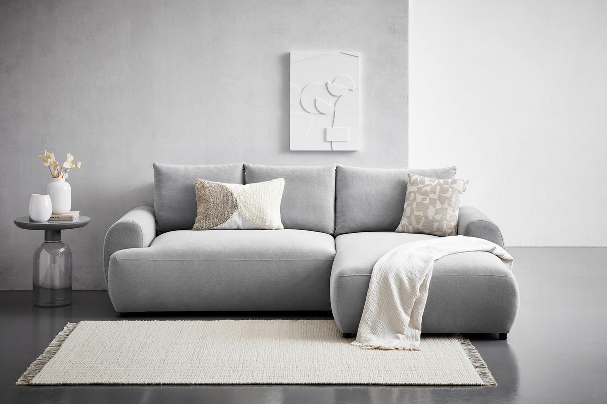 ECKSOFA Grau Webstoff  - Schwarz/Grau, MODERN, Kunststoff/Textil (265/175cm) - Carryhome