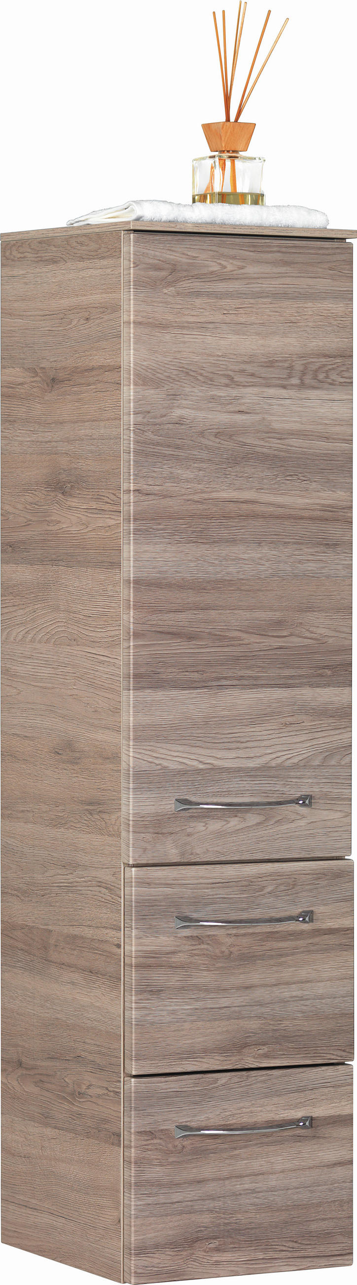 MIDISCHRANK 30/121,2/33 cm  - Chromfarben/Eichefarben, Design, Holzwerkstoff (30/121,2/33cm) - Sadena