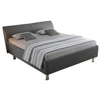 POLSTERBETT 180/200 cm,  in Grau, gepolstertes Kopfteil, Lattenroste, Matratzen, H2 + H3 = mittel + fest, unterschiedliche Matratzenhärtegrade je Bettseite  - Chromfarben/Weiß, Basics, Holzwerkstoff/Kunststoff (180/200cm) - RUF Betten