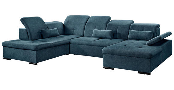 WOHNLANDSCHAFT  in Chenille Dunkelblau  - Dunkelblau/Grau, KONVENTIONELL, Kunststoff/Textil (188/340/240cm) - Carryhome