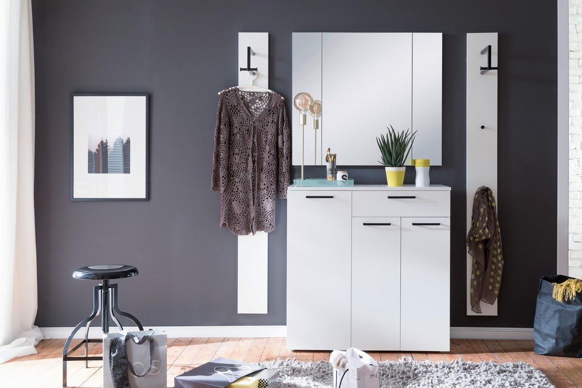 GARDEROBE 4-teilig  in 160/200/38 cm  - Weiß, KONVENTIONELL, Holzwerkstoff (160/200/38cm) - Moderano