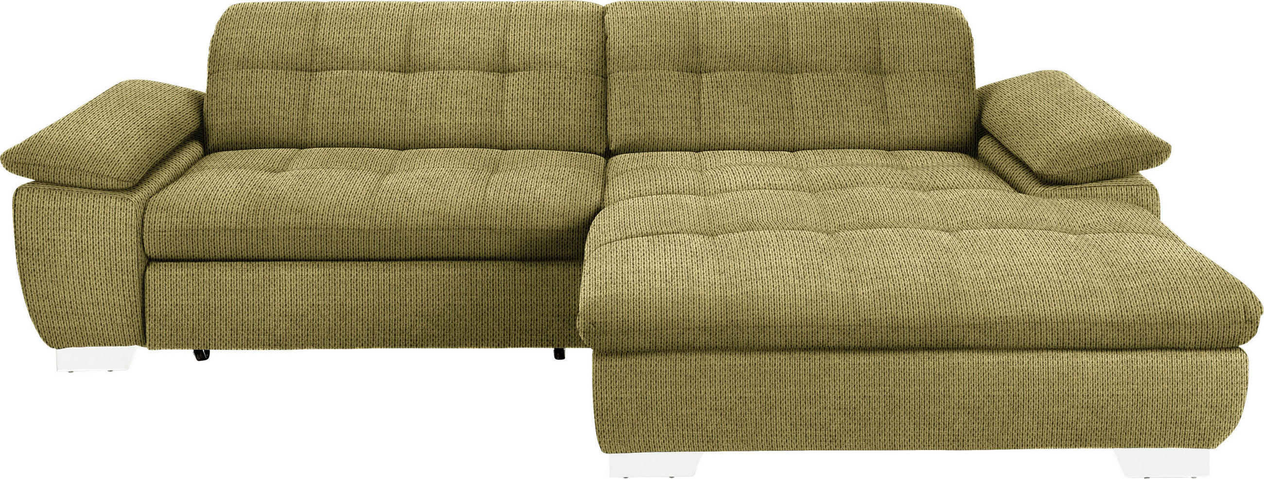 ECKSOFA in Mikrofaser Grün  - Chromfarben/Grün, Design, Textil/Metall (265/180cm) - Carryhome