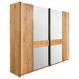 SCHWEBETÜRENSCHRANK  in Eichefarben  - Eichefarben/Schwarz, LIFESTYLE, Glas/Holz (242/214/67cm) - Linea Natura