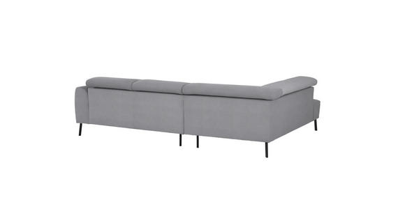 ECKSOFA in Feincord Grau  205/280 cm  - Schwarz/Grau, Design, Textil/Metall (205/280cm) - Xora