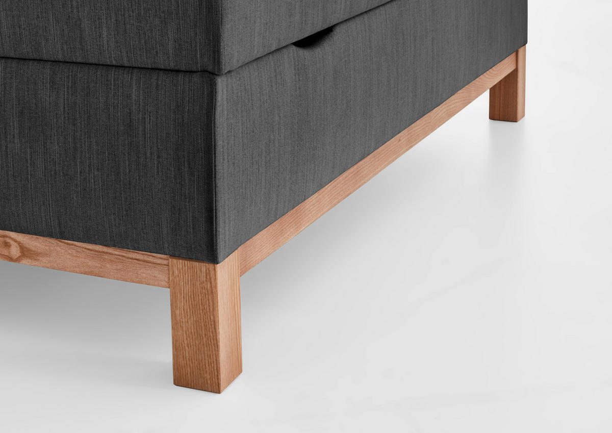 BOXBETT 180/200 cm,  in Anthrazit, Bettkasten, Topper, H3 + H3 = fest  - Eichefarben/Anthrazit, MODERN, Holz/Textil (180/200cm) - Livetastic
