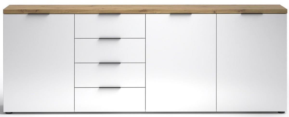 SIDEBOARD 240/43/89 cm  in Weiß Hochglanz  - Eichefarben/Weiß Hochglanz, Design, Holzwerkstoff/Kunststoff (240/43/89cm) - Xora