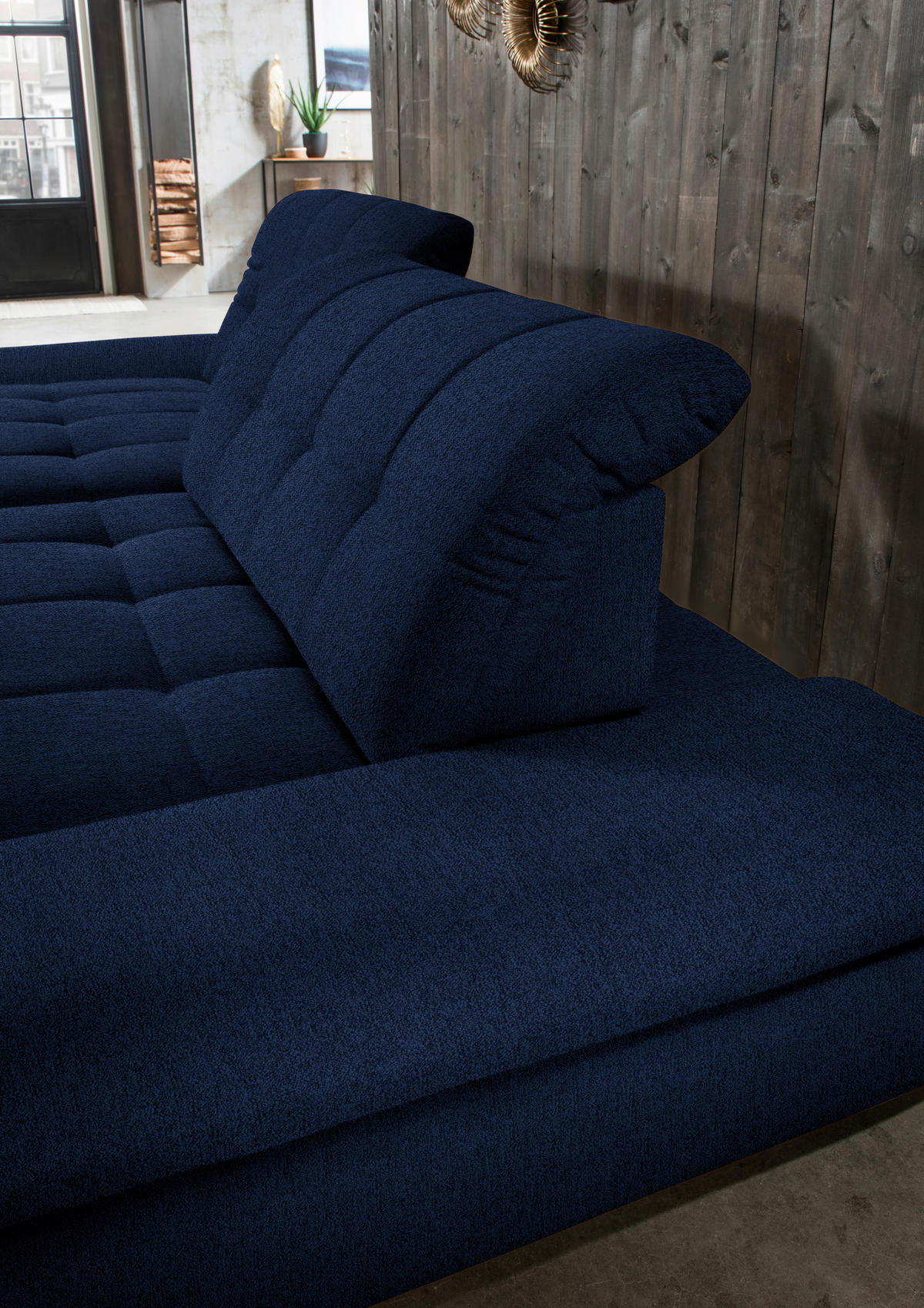 ECKSOFA in Mikrofaser Blau  198/290 cm  - Blau/Schwarz, Design, Textil/Metall (198/290cm) - Xora