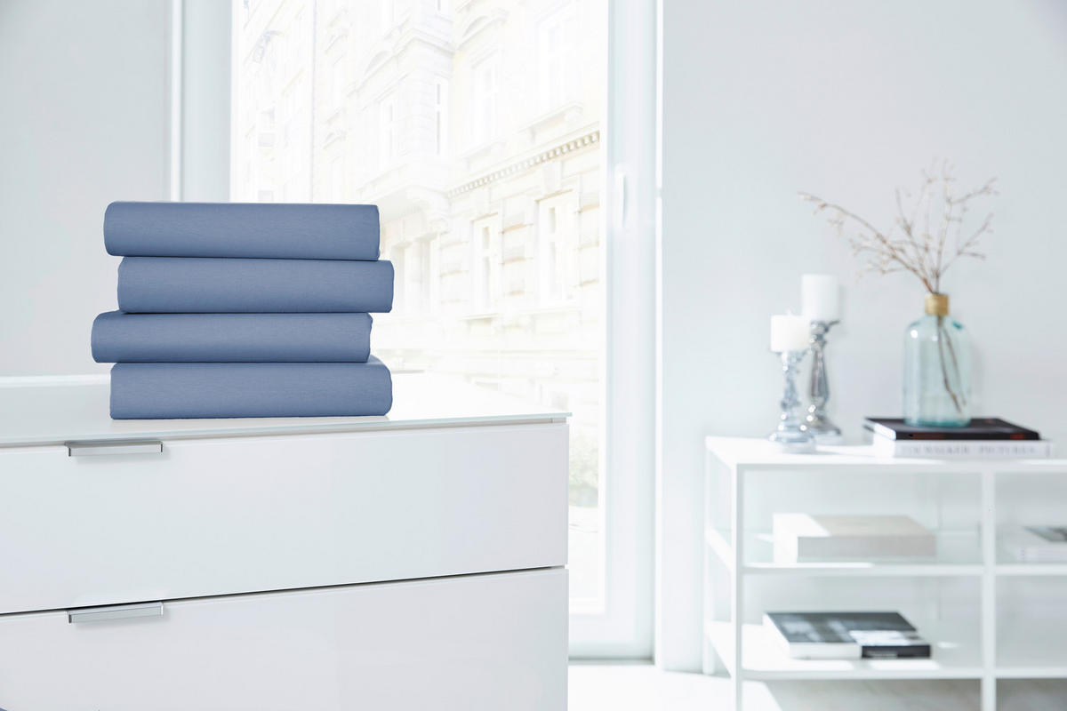 SPANNLEINTUCH 150/200 cm Jersey  - Blau, Basics, Textil (150/200cm)