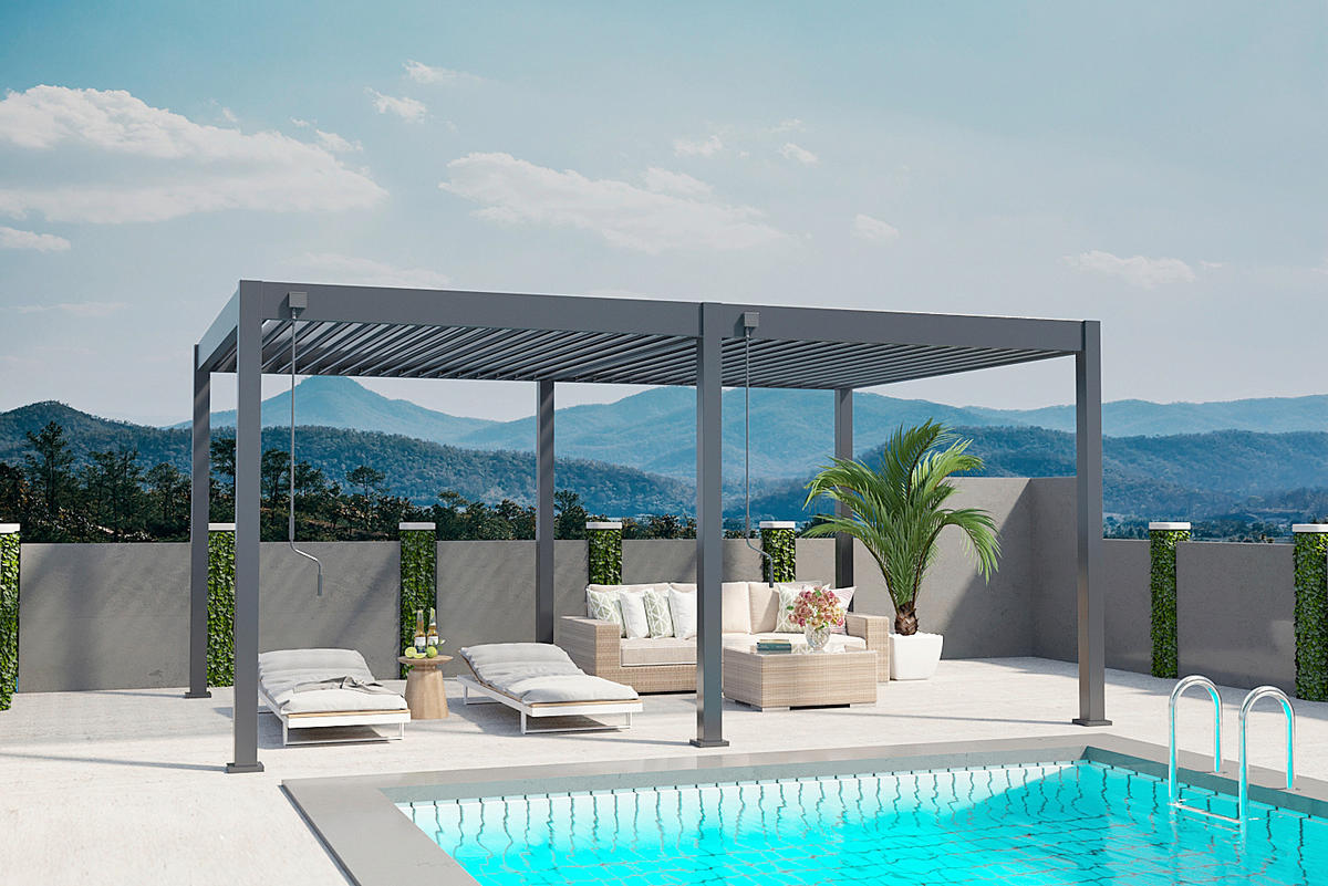 PERGOLA 360/530/255 cm   - Anthrazit, Basics, Metall (360/530/255cm) - Gardenson
